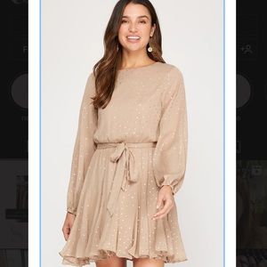 Womens Beige above the knee dress
